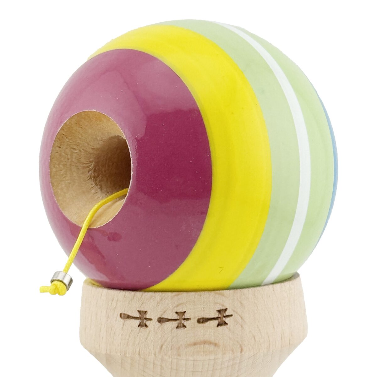 Kendama X Originala, Profesionala, Embo, Legendary Spectrum, Cupe Mari KING SIZE V3, Super Sticky, Gaura in Baza, Rulment Metalic, din lemn 18 cm, Ata 55 cm, Multicolor - imagine 6