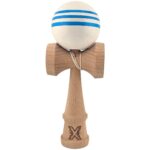 Kendama X Originala, Profesionala, Embo, Original Super Sticky, din Lemn, 18 cm, Dark Alb/Albastru