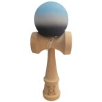 Kendama X Originala, Profesionala, Embo, Rubber Grip, din Lemn, 18 cm, Albastru/Alb/Negru