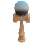 Kendama X Originala, Profesionala, Embo, Rubber Grip, din Lemn, 18 cm, Albastru/Alb/Negru