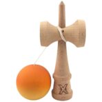 Kendama X Originala, Profesionala, Embo, Rubber Grip, din Lemn, 18 cm, Portocaliu/Galben - imagine 4
