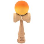Kendama X Originala, Profesionala, Embo, Rubber Grip, din Lemn, 18 cm, Portocaliu/Galben