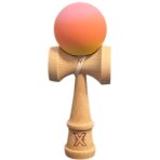 Kendama X Originala, Profesionala, Embo, Rubber Grip, din Lemn, 18 cm, Roz/Portocaliu/Galben