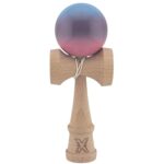 Kendama X Originala, Profesionala, Embo, Super Sticky, din Lemn, 18 cm, Albastru Deschis/Mov/Roz