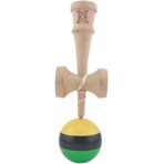 Kendama X Originala, Profesionala, Embo, Super Sticky din Lemn, 18 cm, Galben/Negru/Verde - imagine 2