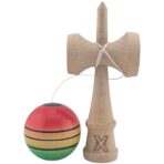 Kendama X Originala, Profesionala, Embo, Super Sticky, din Lemn, 18 cm, Gradient Rosu/Galben/Verde - imagine 2