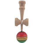 Kendama X Originala, Profesionala, Embo, Super Sticky, din Lemn, 18 cm, Gradient Rosu/Galben/Verde - imagine 3