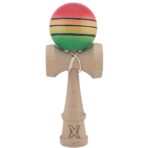 Kendama X Originala, Profesionala, Embo, Super Sticky, din Lemn, 18 cm, Gradient Rosu/Galben/Verde