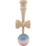 Kendama X Originala, Profesionala, Embo, Super Sticky din Lemn, 18 cm, Gradient Roz/Alb/Gri - imagine 2