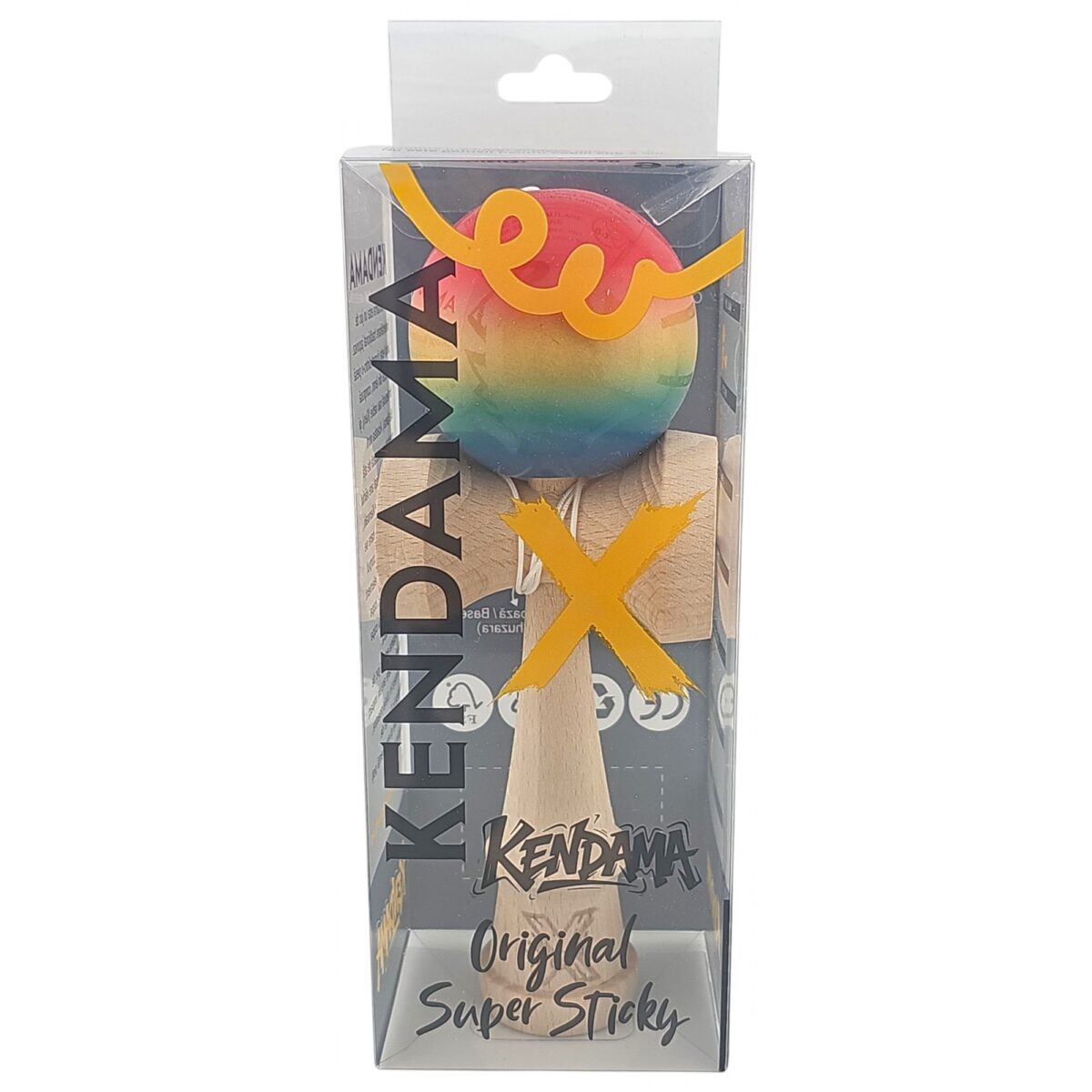 Kendama X Originala, Profesionala, Embo, Super Sticky din Lemn, 18 cm, Gradient Roz/Galben/Albastru - imagine 3
