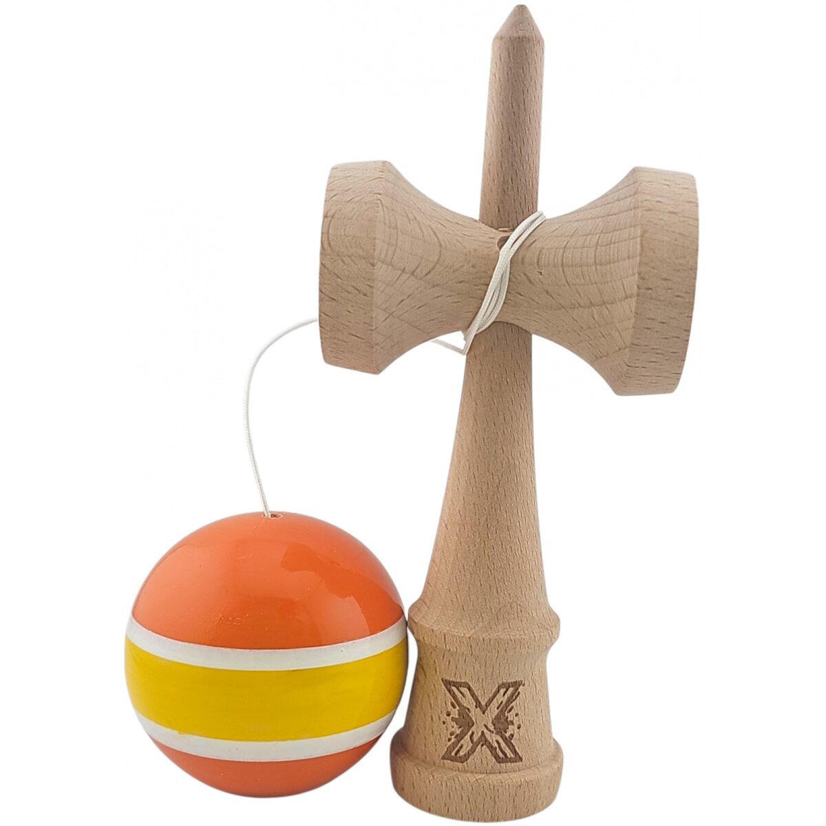 kendama-x-originala-profesionala-flippy-super-sticky-din-lemn-18-cm-portocaliu-galben-alb-68de91cd50190 Kendama X Originala, Profesionala, Embo, Super Sticky din Lemn, 18 cm, Portocaliu/Galben/Alb - imagine 2