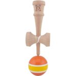 Kendama X Originala, Profesionala, Embo, Super Sticky din Lemn, 18 cm, Portocaliu/Galben/Alb - imagine 4