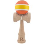 Kendama X Originala, Profesionala, Embo, Super Sticky din Lemn, 18 cm, Portocaliu/Galben/Alb
