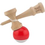 Kendama X Originala, Profesionala, Embo, Super Sticky, din Lemn, 18 cm, Rosu/Alb - imagine 3