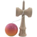 Kendama X Originala, Profesionala, Embo, Super Sticky, din Lemn, 18 cm, Roz, Portocaliu, Galben - imagine 2