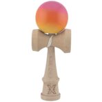Kendama X Originala, Profesionala, Embo, Super Sticky, din Lemn, 18 cm, Roz, Portocaliu, Galben