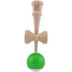 Kendama X Originala, Profesionala, Embo, Super Sticky din Lemn, 18 cm, Verde/Alb - imagine 2