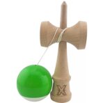Kendama X Originala, Profesionala, Embo, Super Sticky din Lemn, 18 cm, Verde/Alb - imagine 3