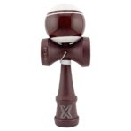 Kendama X Originala, Profesionala, Embo, Super Sticky Legendary, Rulment Metalic cu Ata 55 cm, Alb/Maro