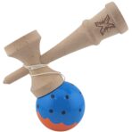 Kendama X Originala, Profesionala Limited, Embo, din Lemn, Super Sticky, 18 cm, Albastru/Portocaliu - imagine 3