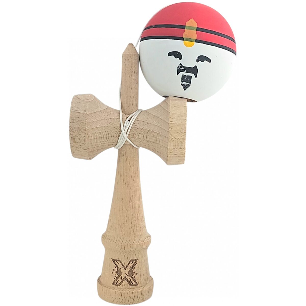 Kendama X Originala, Profesionala, Rege, Embo, din Lemn, 18 cm, Rosu/Alb/Galben - imagine 4