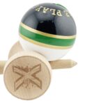 Kendama X Originala ROYAL SPIKE, Profesionala, Embo, Cupe Mari KING SIZE V3, Super Sticky, Gaura in Baza, Rulment Metalic, din lemn 18 cm, Ata 55 cm, Inel Verde - imagine 8