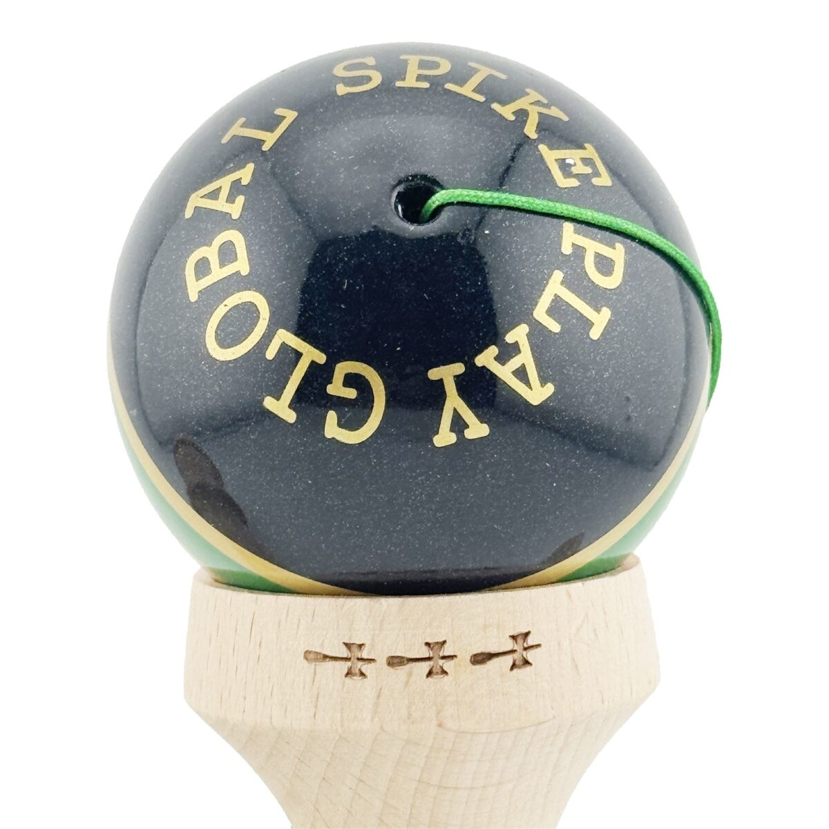 Kendama X Originala ROYAL SPIKE, Profesionala, Embo, Cupe Mari KING SIZE V3, Super Sticky, Gaura in Baza, Rulment Metalic, din lemn 18 cm, Ata 55 cm, Inel Verde - imagine 9