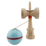 Kendama X Originala Silken, Profesionala, Embo, Cupe Mari KING SIZE V3, Super Sticky, Gaura in Baza, Rulment Metalic, din lemn 18 cm, Ata 55 cm, Albastru deschis - imagine 4