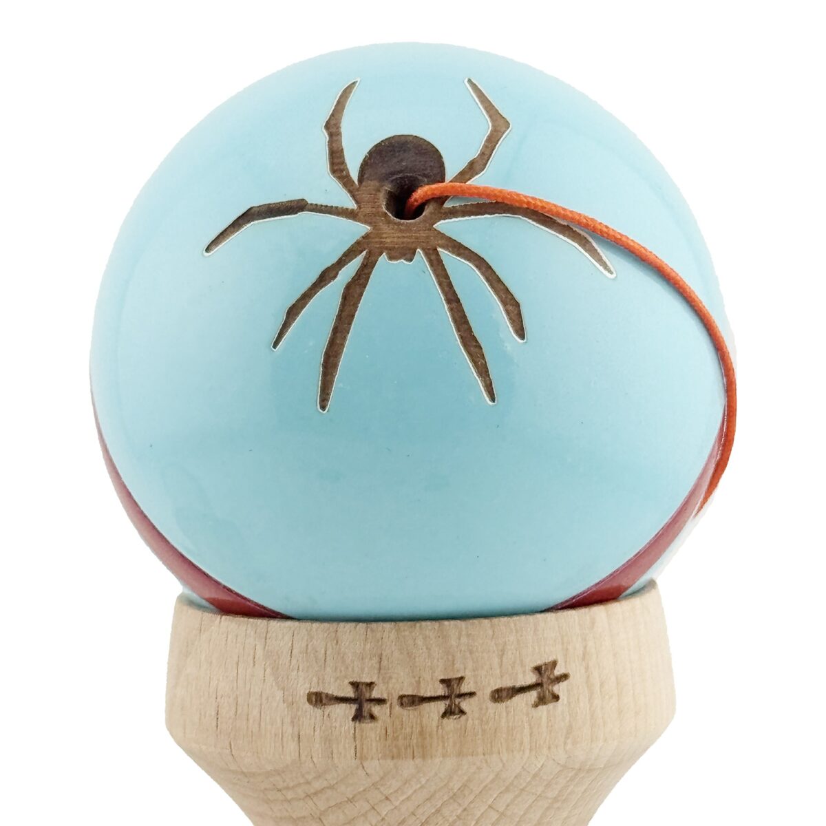 Kendama X Originala Silken, Profesionala, Embo, Cupe Mari KING SIZE V3, Super Sticky, Gaura in Baza, Rulment Metalic, din lemn 18 cm, Ata 55 cm, Albastru deschis - imagine 9