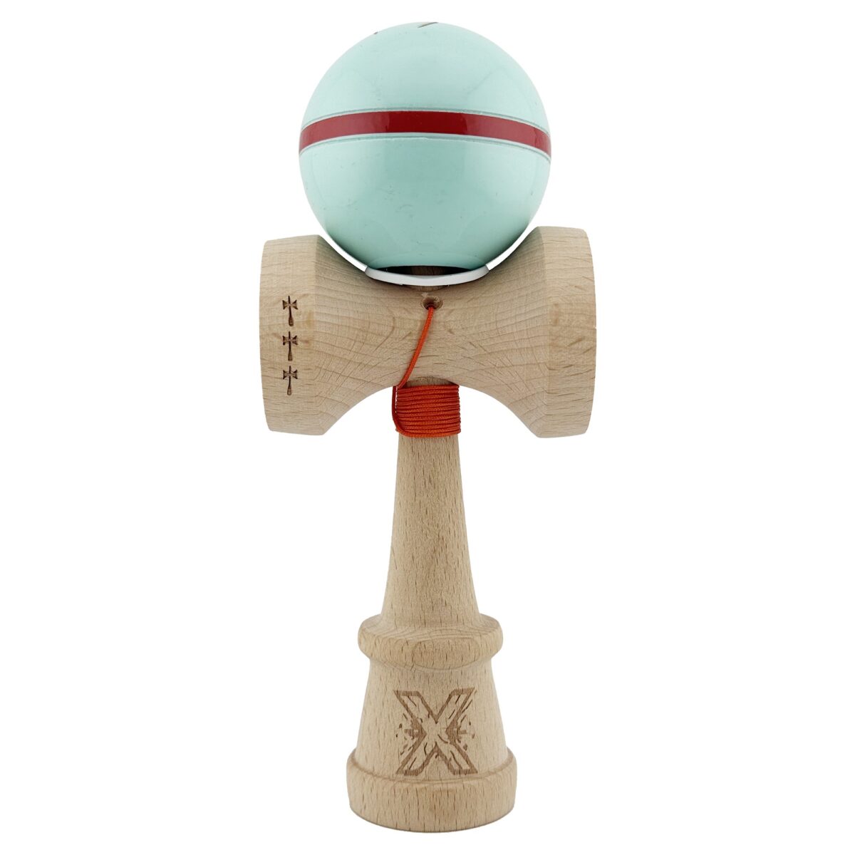 Kendama X Originala Silken, Profesionala, Embo, Cupe Mari KING SIZE V3, Super Sticky, Gaura in Baza, Rulment Metalic, din lemn 18 cm, Ata 55 cm, Verde Mint - imagine 2