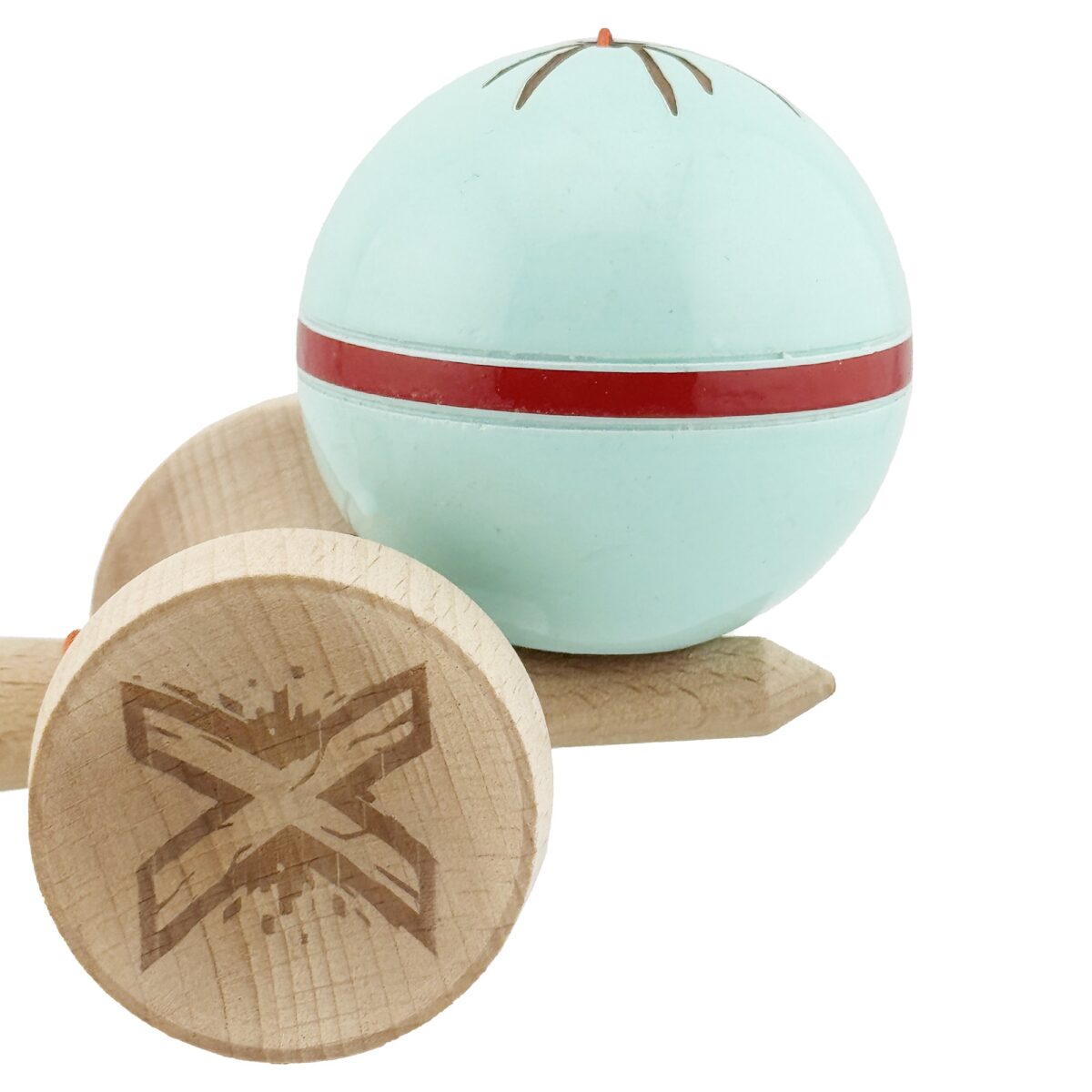 Kendama X Originala Silken, Profesionala, Embo, Cupe Mari KING SIZE V3, Super Sticky, Gaura in Baza, Rulment Metalic, din lemn 18 cm, Ata 55 cm, Verde Mint - imagine 8