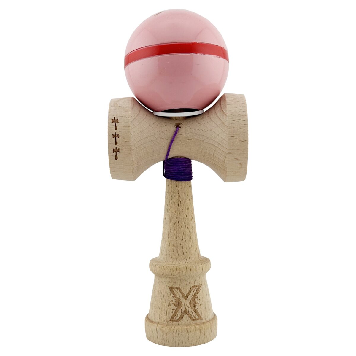 Kendama X Originala Silken, Profesionala, Embo, Cupe Mari KING SIZE V3, Super Sticky, Gaura in Baza, Rulment Metalic, din lemn 18 cm, Ata 55 cm, Roz - imagine 2