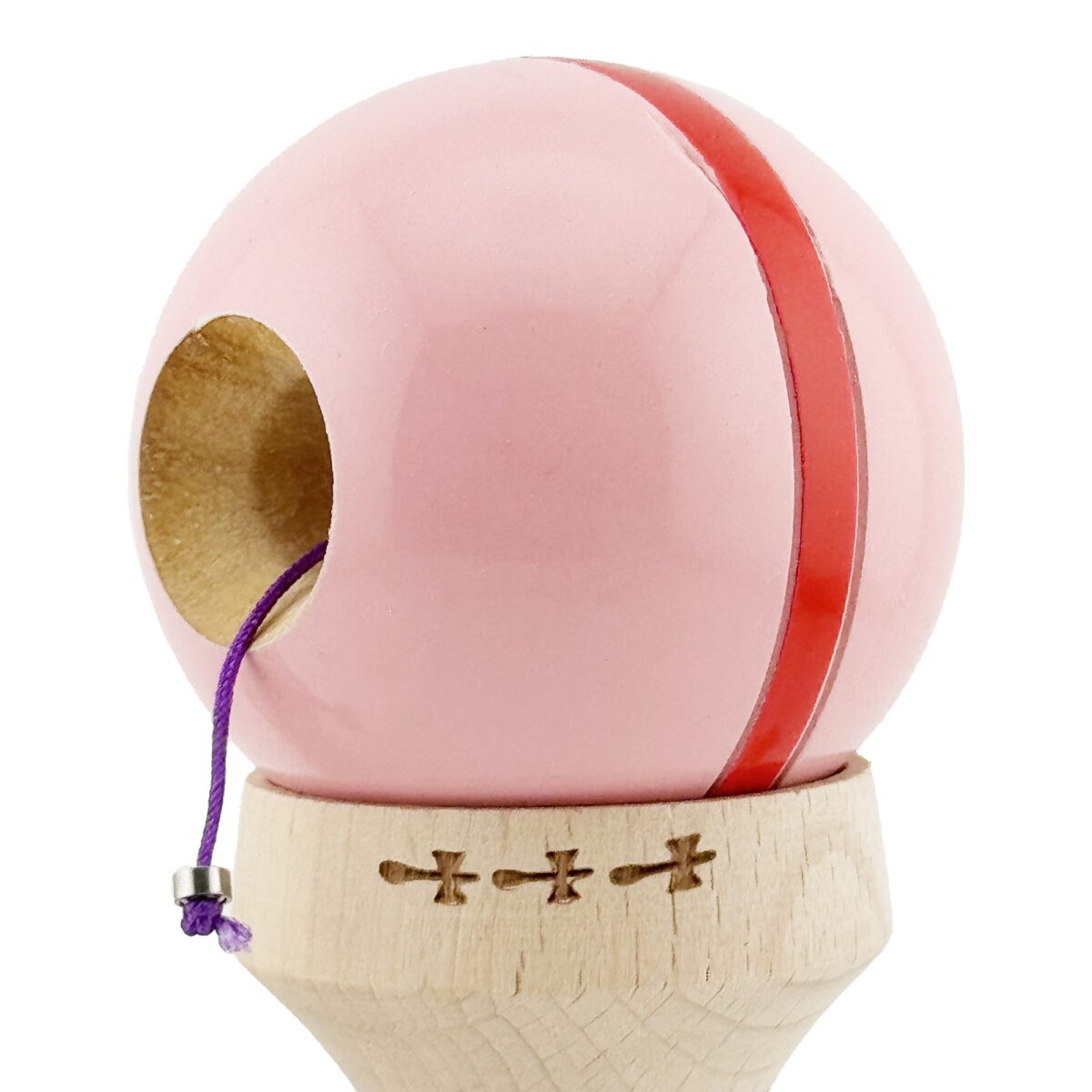 Kendama X Originala Silken, Profesionala, Embo, Cupe Mari KING SIZE V3, Super Sticky, Gaura in Baza, Rulment Metalic, din lemn 18 cm, Ata 55 cm, Roz - imagine 6