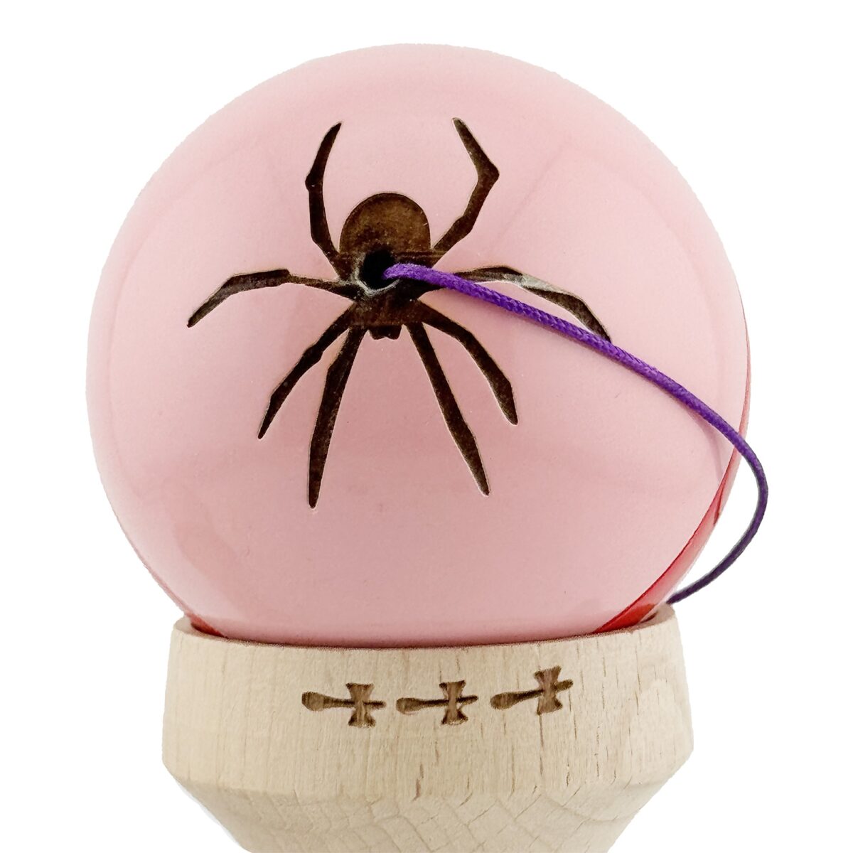 Kendama X Originala Silken, Profesionala, Embo, Cupe Mari KING SIZE V3, Super Sticky, Gaura in Baza, Rulment Metalic, din lemn 18 cm, Ata 55 cm, Roz - imagine 9