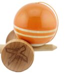 Kendama X Rainbow Originala, Profesionala, Embo, Big Cups V2, Super Sticky cu Cupe Mari, Rulment Metalic, din lemn 18 cm, Ata 55 cm, Portocaliu/Maro - imagine 7