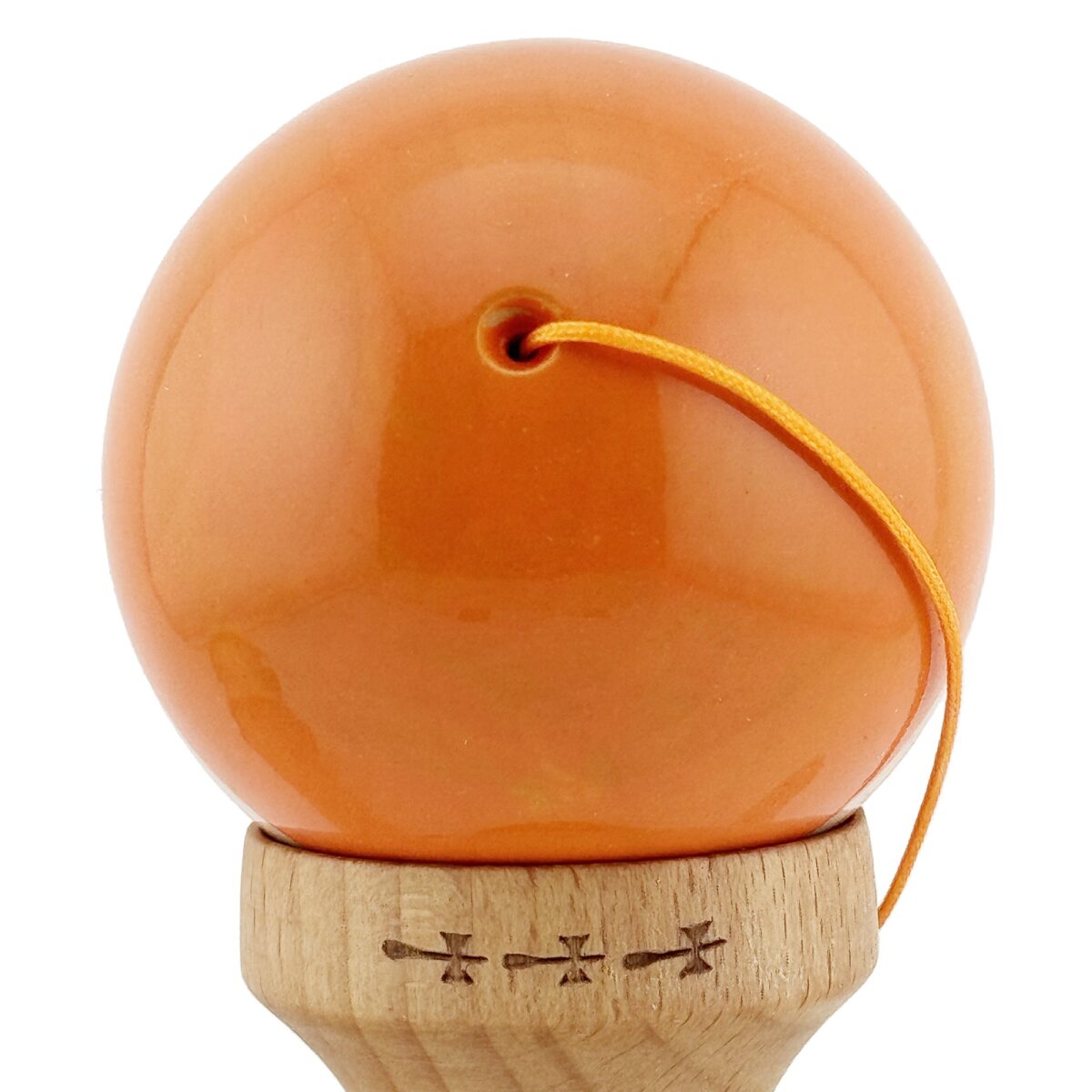 Kendama X Rainbow Originala, Profesionala, Embo, Big Cups V2, Super Sticky cu Cupe Mari, Rulment Metalic, din lemn 18 cm, Ata 55 cm, Portocaliu/Maro - imagine 8