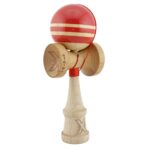 Kendama X Rainbow Originala, Profesionala, Embo, Big Cups V2, Super Sticky cu Cupe Mari, Rulment Metalic, din lemn 18 cm, Ata 55 cm, Rosu/Maro - imagine 2