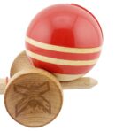 Kendama X Rainbow Originala, Profesionala, Embo, Big Cups V2, Super Sticky cu Cupe Mari, Rulment Metalic, din lemn 18 cm, Ata 55 cm, Rosu/Maro - imagine 7