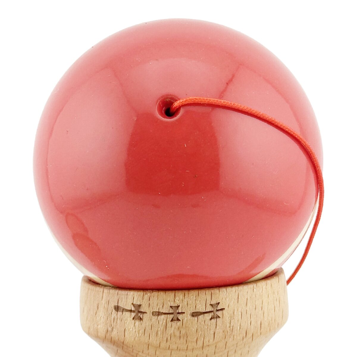 Kendama X Rainbow Originala, Profesionala, Embo, Big Cups V2, Super Sticky cu Cupe Mari, Rulment Metalic, din lemn 18 cm, Ata 55 cm, Rosu/Maro - imagine 8