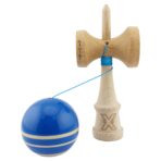 Kendama X Rainbow Originala, Profesionala, Embo, Big Cups V2, Super Sticky cu Cupe Mari, Rulment Metalic, din lemn 18 cm, Ata 55 cm, Albastru/Maro - imagine 3