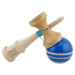 Kendama X Rainbow Originala, Profesionala, Embo, Big Cups V2, Super Sticky cu Cupe Mari, Rulment Metalic, din lemn 18 cm, Ata 55 cm, Albastru/Maro - imagine 4