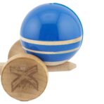 Kendama X Rainbow Originala, Profesionala, Embo, Big Cups V2, Super Sticky cu Cupe Mari, Rulment Metalic, din lemn 18 cm, Ata 55 cm, Albastru/Maro - imagine 7