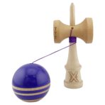 Kendama X Rainbow Originala, Profesionala, Embo, Big Cups V2, Super Sticky cu Cupe Mari, Rulment Metalic, din lemn 18 cm, Ata 55 cm, Indigo/Maro - imagine 3