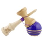 Kendama X Rainbow Originala, Profesionala, Embo, Big Cups V2, Super Sticky cu Cupe Mari, Rulment Metalic, din lemn 18 cm, Ata 55 cm, Indigo/Maro - imagine 4
