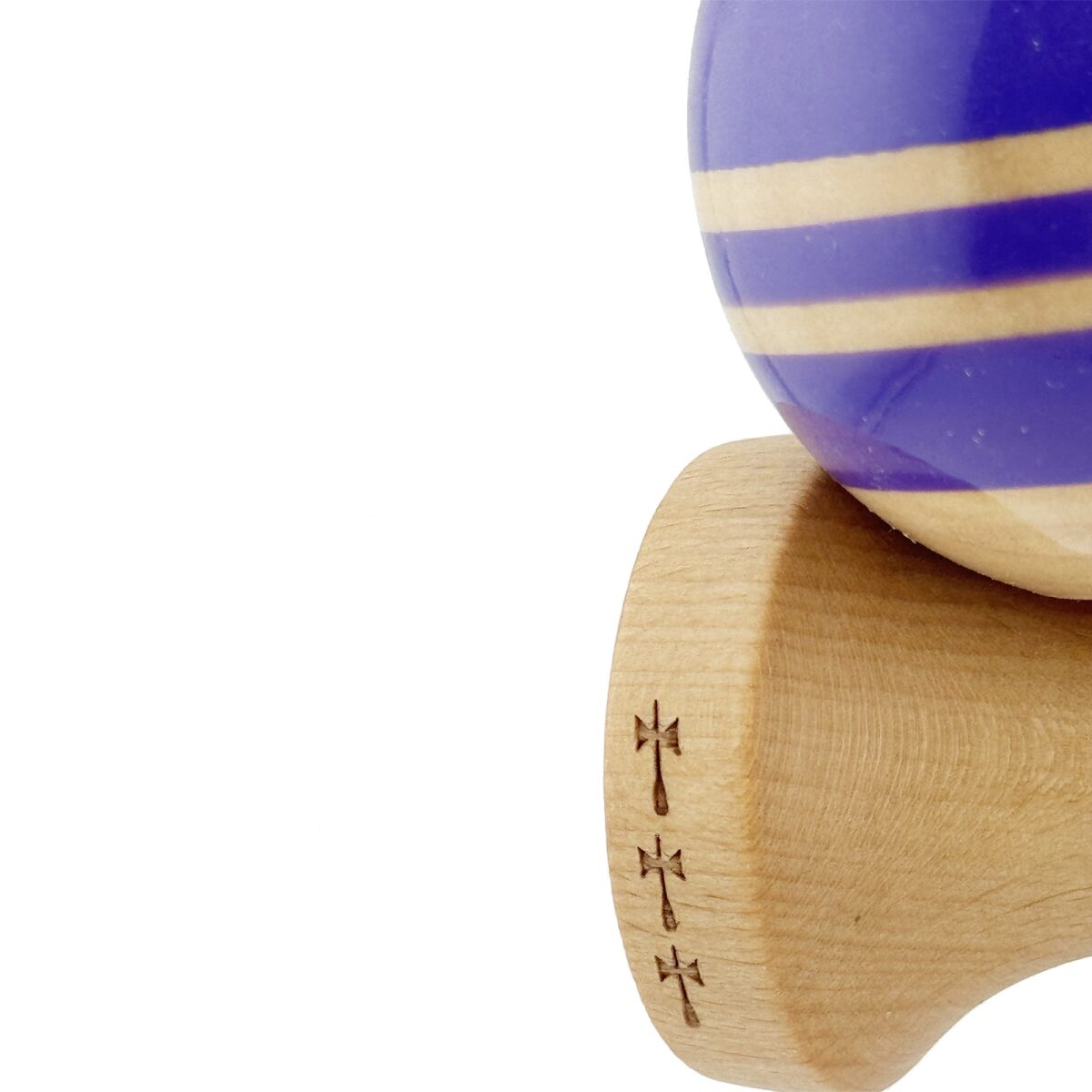 Kendama X Rainbow Originala, Profesionala, Embo, Big Cups V2, Super Sticky cu Cupe Mari, Rulment Metalic, din lemn 18 cm, Ata 55 cm, Violet/Maro - imagine 6