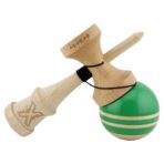 Kendama X Rainbow Originala, Profesionala, Embo, Big Cups V2, Super Sticky cu Cupe Mari, Rulment Metalic, din lemn 18 cm, Ata 55 cm, Verde/Maro - imagine 4