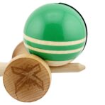 Kendama X Rainbow Originala, Profesionala, Embo, Big Cups V2, Super Sticky cu Cupe Mari, Rulment Metalic, din lemn 18 cm, Ata 55 cm, Verde/Maro - imagine 8