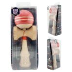 Kendama X Rainbow Originala, Profesionala, Embo, Big Cups V2, Super Sticky cu Cupe Mari, Rulment Metalic, din lemn 18 cm, Ata 55 cm, Rosu/Maro - imagine 10