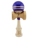 Kendama X Rainbow Originala, Profesionala, Embo, Big Cups V2, Super Sticky cu Cupe Mari, Rulment Metalic, din lemn 18 cm, Ata 55 cm, Violet/Maro