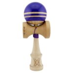 Kendama X Rainbow Originala, Profesionala, Embo, Big Cups V2, Super Sticky cu Cupe Mari, Rulment Metalic, din lemn 18 cm, Ata 55 cm, Violet/Maro